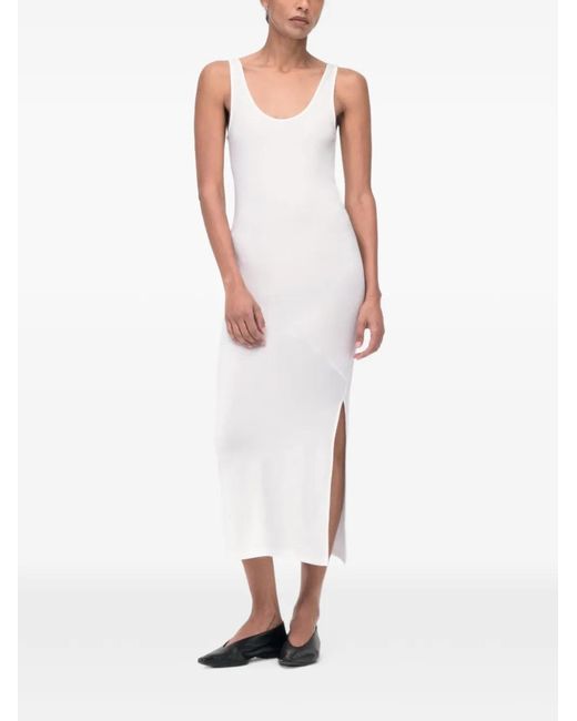 Another Tomorrow White Asymmetric-Seam Bias-Cut Dress