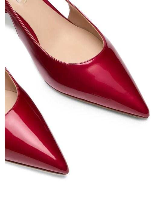 Casadei Red Julia Destalonados Pointed Buckle Strap Pumps