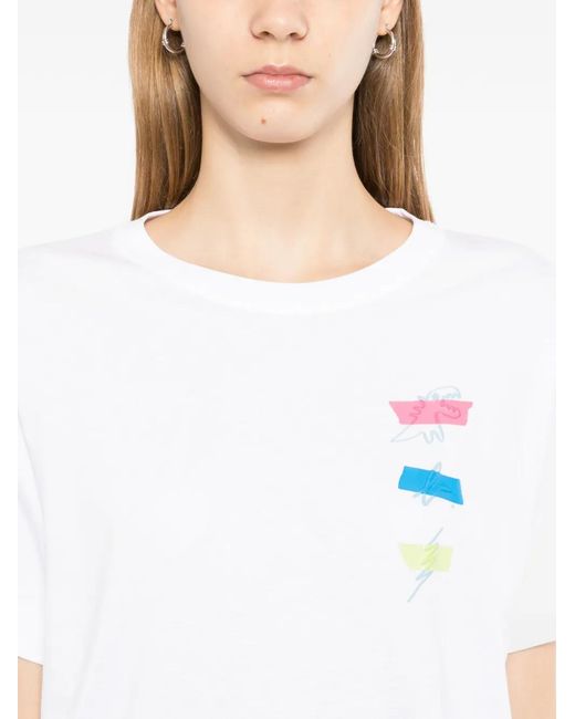SPORT b. by agnès b. White Logo-Embossed T-Shirt