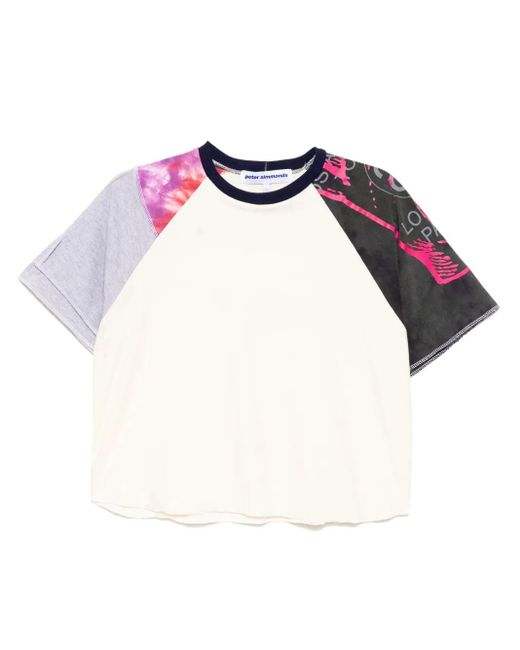 Stain Shade Blue Panelled T-Shirt for men