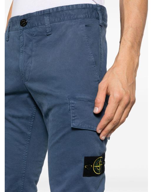 Stone Island Blue Compass-badge Cargo Trousers for men
