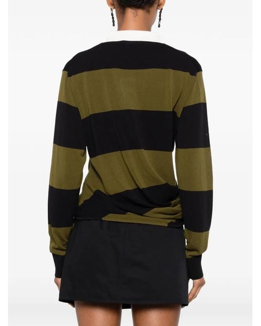 Proenza Schouler Black Corinna Striped Cotton Polo-Shirt