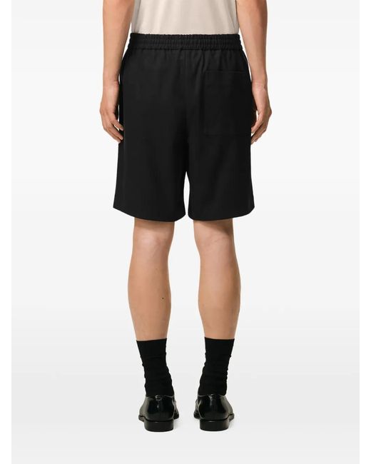 AMI Black Elasticated Waist Shorts With Embossed "Ami De for men