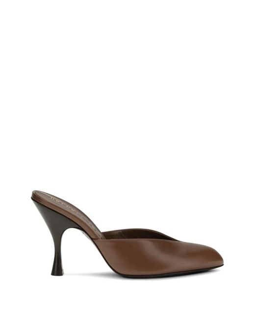 Herbert Levine Brown Pointed-Toe Leather Mules