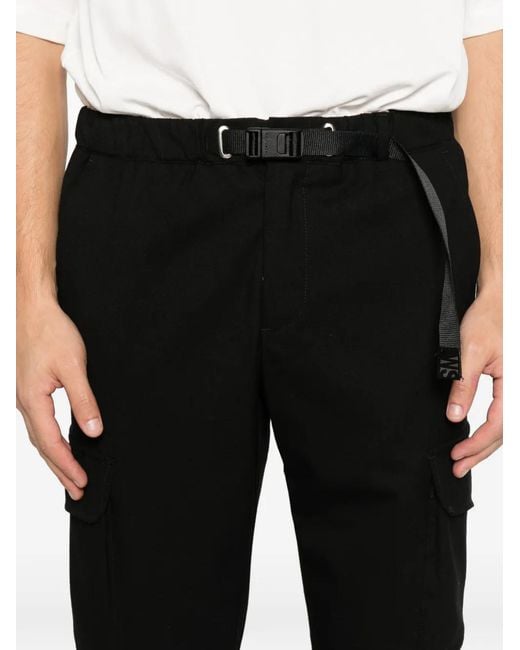 White Sand Black Cargo Belted Trousers for men