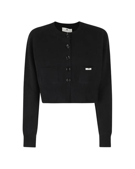 Elisabetta Franchi Black Button-Fastening Cropped Cardigan