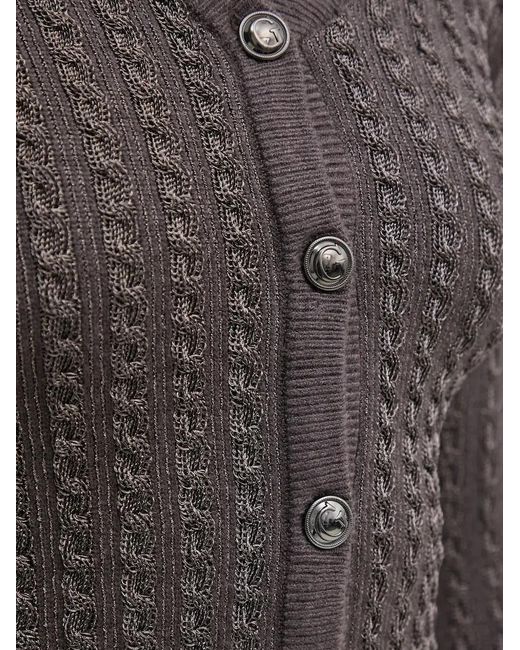 Guess Gray Cable-Knit V-Neck Cardigan