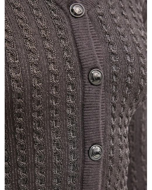 Guess Gray Cable-Knit V-Neck Cardigan