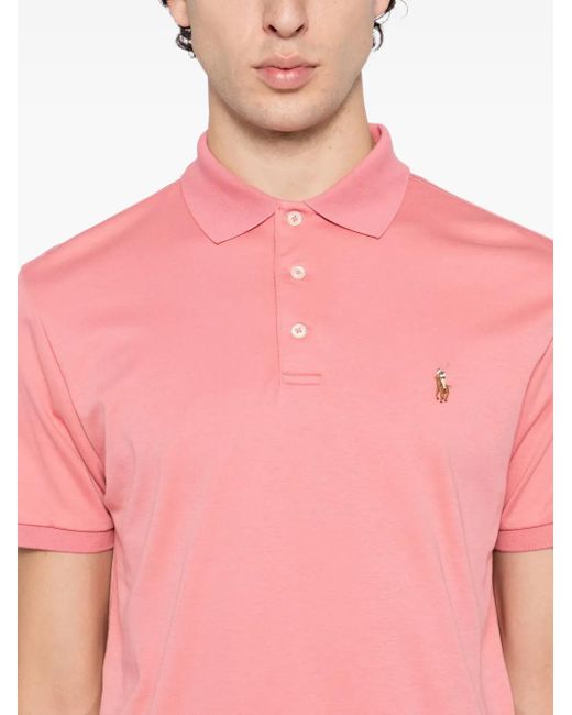 Polo Ralph Lauren Pink Embroidered-Logo Cotton Polo Shirt for men