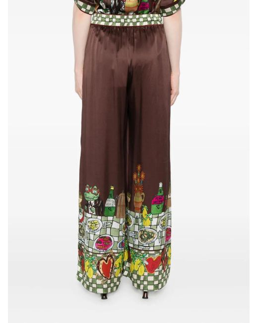 ALÉMAIS Brown Drawstring-Waist Printed Trousers