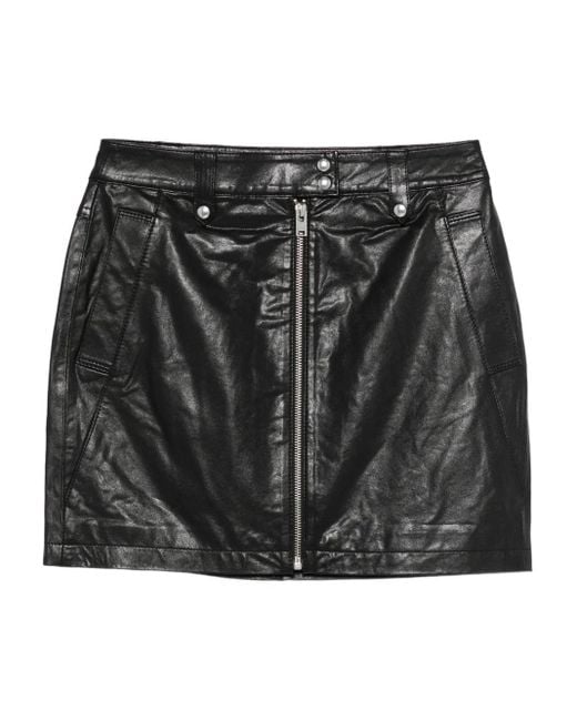 IRO Black Zip-Front Leather Skirt