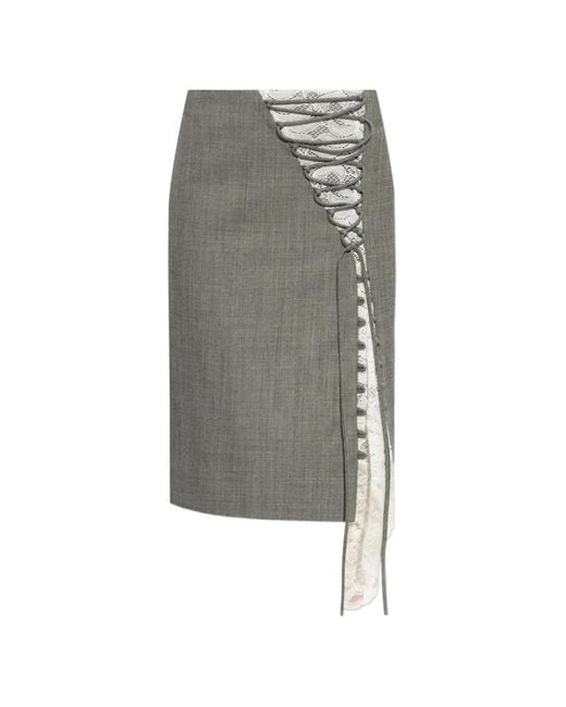 McQueen Gray Corset Lacing Panel Pencil Skirt