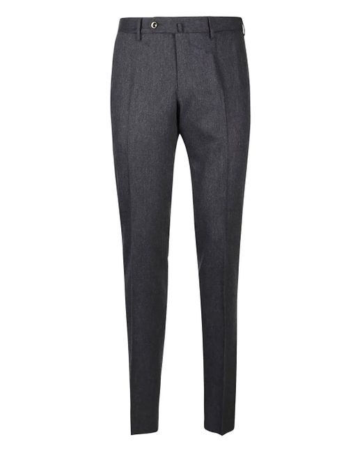 PT Torino Gray Metallic-Finish Wool Pants for men