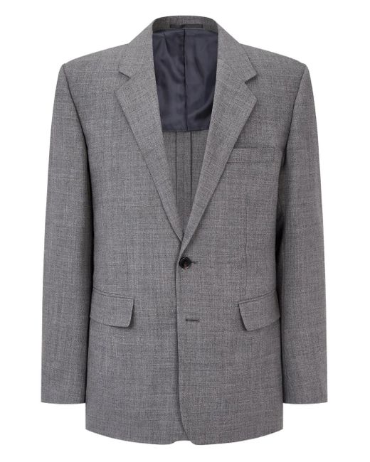 MAN ON THE BOON. Gray Notched-Lapels Wool Blazer for men