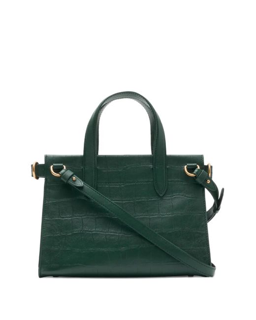 Burberry Green Mini Cotswolds Crocodile-Effect Tote Bag