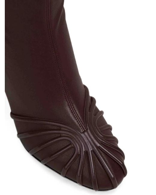 ALEVI Brown Karen Fan-Detail Ankle Boots