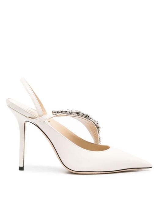 Jimmy Choo White Flos 100mm Leather Pumps