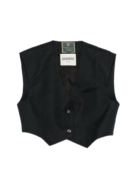 BATAKOVIC Belgrade Black Button Linen Gilet