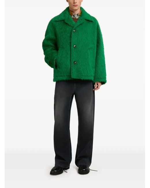 Marni Green Wool Jacket With Shaggy Brushed Finish for men