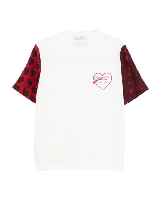Lanvin Red Heart-Print T-Shirt for men