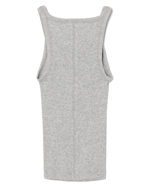 Re/done Gray Ribbed Knit Tank Top