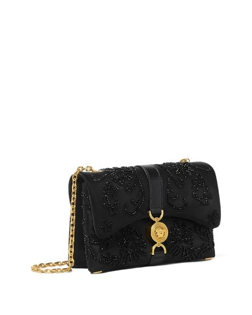 Versace Black Mini Sac Kleio En Satin À Broderies