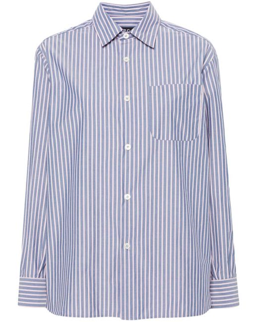 A.P.C. Blue Striped Poplin Shirt