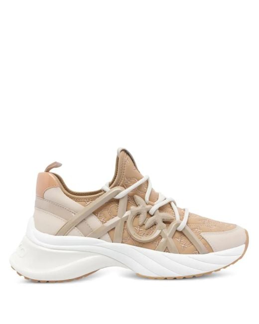 Pinko Natural Ariel Logo-Detail Lace-Up Sneakers