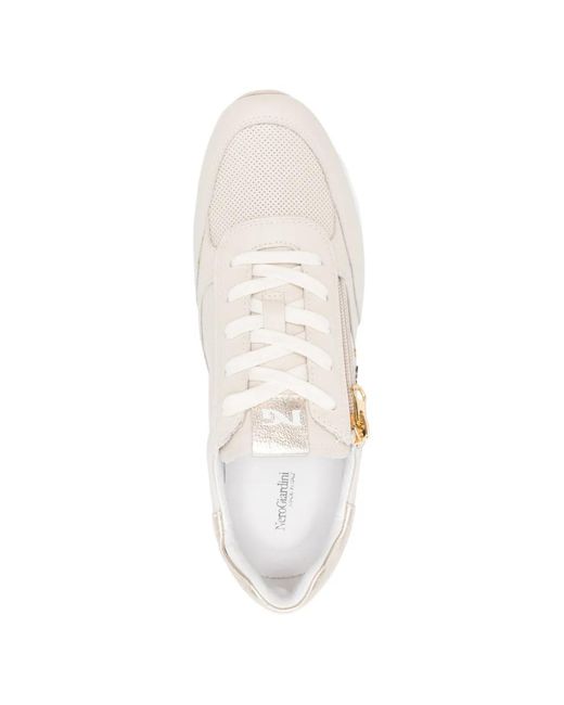 Nero Giardini White Zip Leather Sneakers