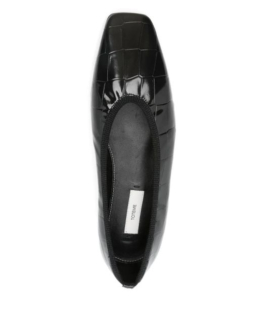 Totême  Black Minimalist croco-embossed ballerinas