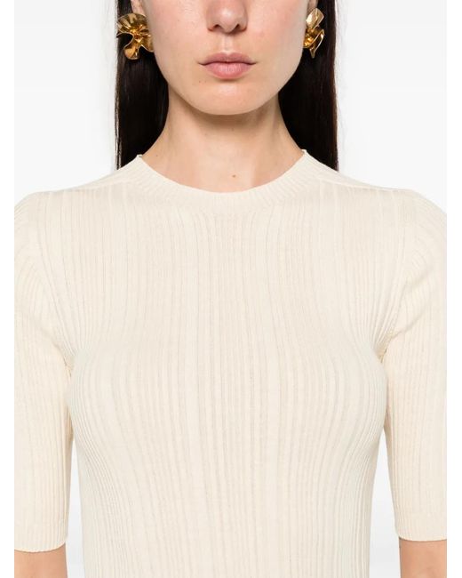 Peserico Natural Short-Sleeves Ribbed Jumper