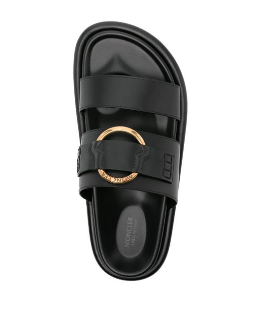 Moncler Black Bell Pantoletten Aus Leder