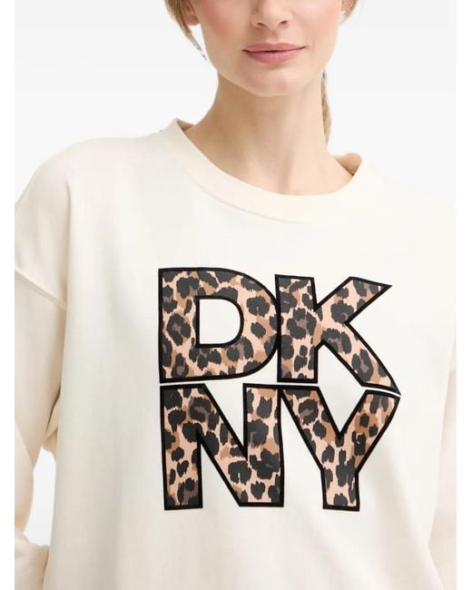 DKNY White Sweat À Imprimé Léopard