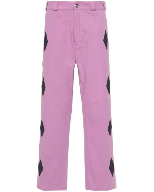 Bluemarble Purple Bead-Embellished Straight Trousers for men