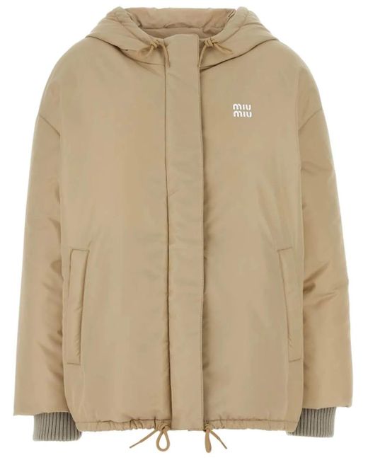 Piumino Con Cappuccio di Miu Miu in Natural