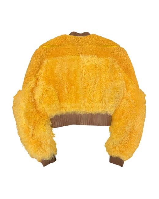 Rick Owens Yellow Shearling Bomber Jacket