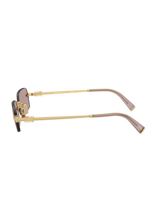 Miu Miu Pink Logo-Plaque Rectangle-Frame Sunglasses