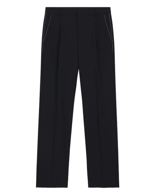 Boss Blue Darted Scallop-Hem Trousers for men