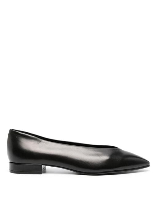 Loro Piana Black Rebecca Leather Ballerina Shoes