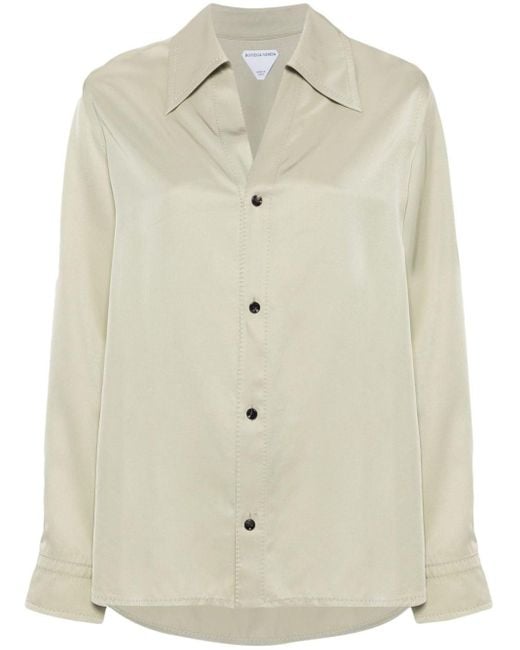 Bottega Veneta Natural Oversize-collar Twill Shirt