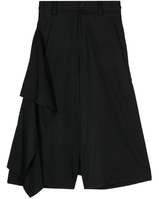 Yohji Yamamoto Black Draped Wool Trousers