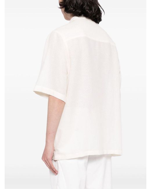 Eleventy White Short-sleeve Pointelle-knit Shirt for men