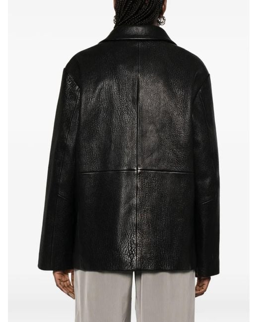 Rohe Black Single-Breasted Grained-Leather Jacket