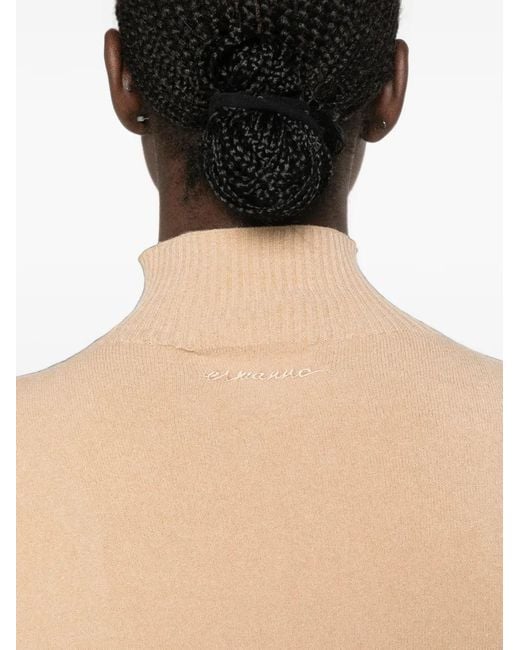 ERMANNO FIRENZE Natural High-Neck Rib-Trimmed Sweater