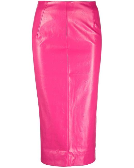 ROTATE BIRGER CHRISTENSEN Leeds Logo-embossed Midi-skirt in Pink | Lyst