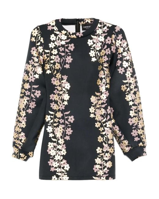 Cynthia Rowley Black Floral-Print Mini Dress