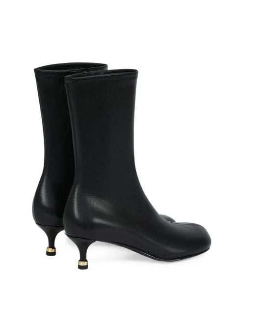 POTAMY Black Round-Toe Heeled Ankle Boots