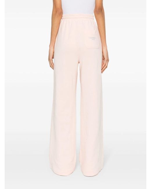 Twin Set Pink Wide-leg Logo-embroidered Track Pants