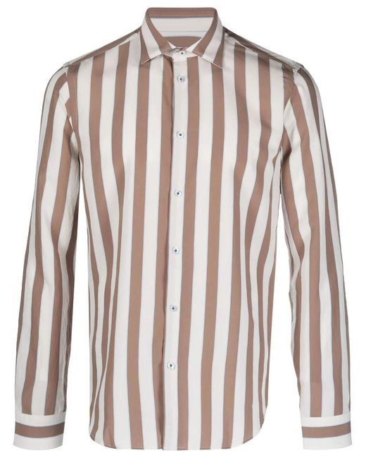 Manuel Ritz Natural Striped Long-Sleeve Shirt for men