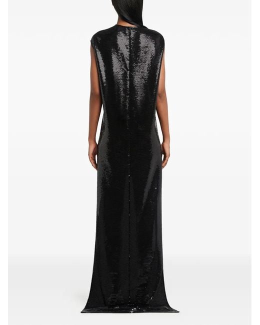 Courreges Black Sequin-Embellished Asymmetric Dress